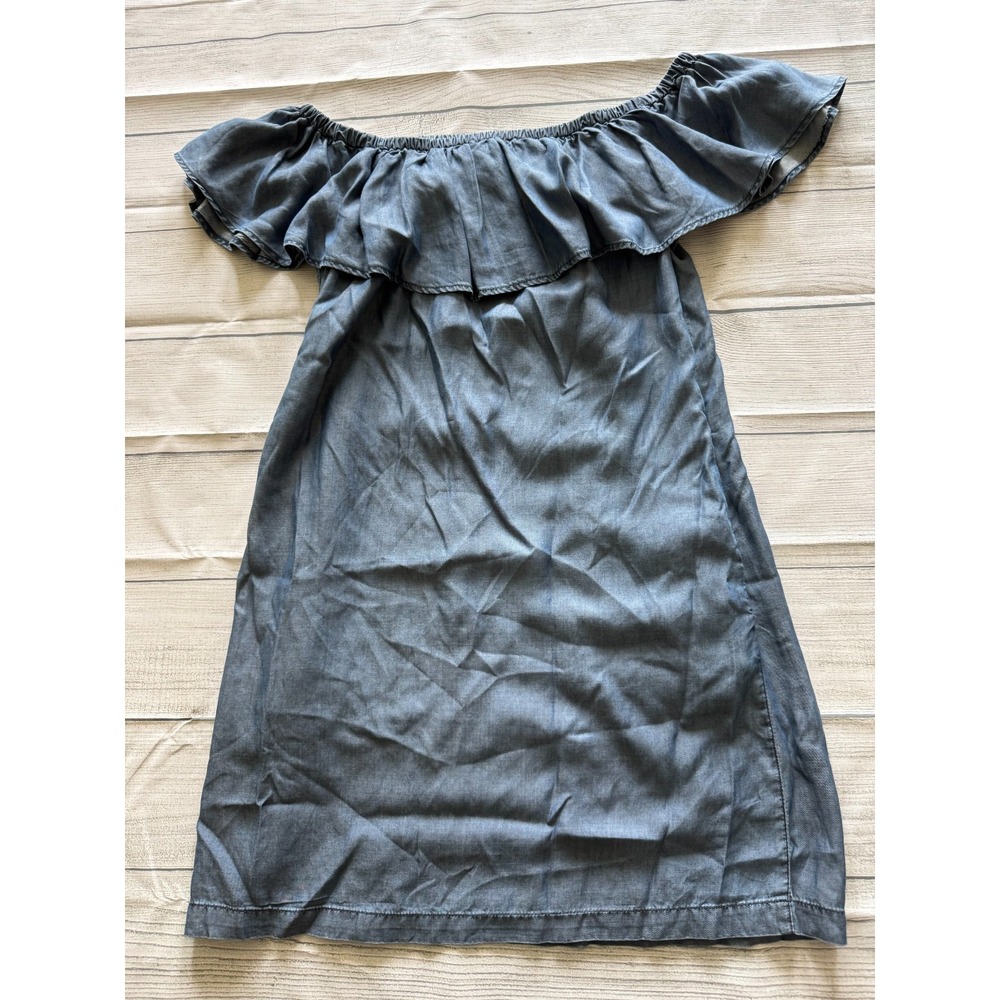 NWT Tommy Bahama Chambray Off-Shoulder Ruffle Dress Womens XS Blue Summer - Picture 8 of 8